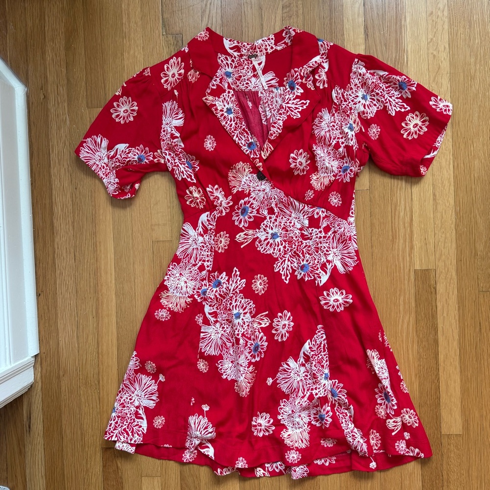 Free People Floral Red mini Dress
